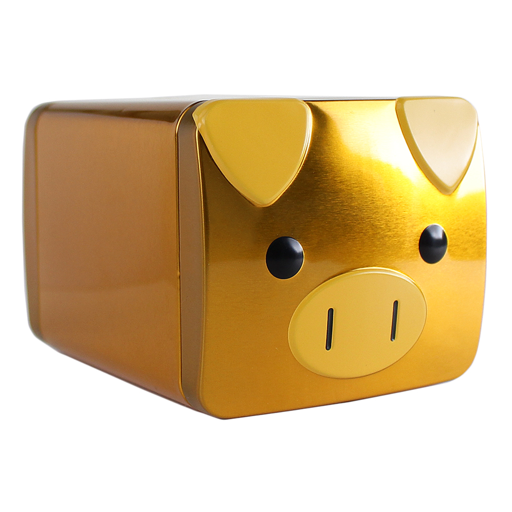 Benefit Fortune, Fun & Favorites! Gold Metal Tin Piggy Bank 4" x 5