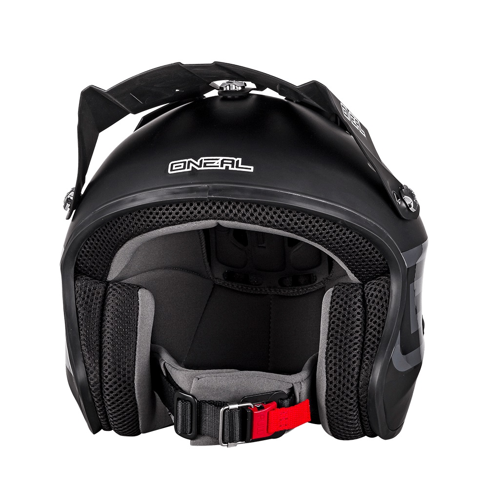 ONEAL Slat Trials Helmet Solid Black/Circuit White/Crimson Red