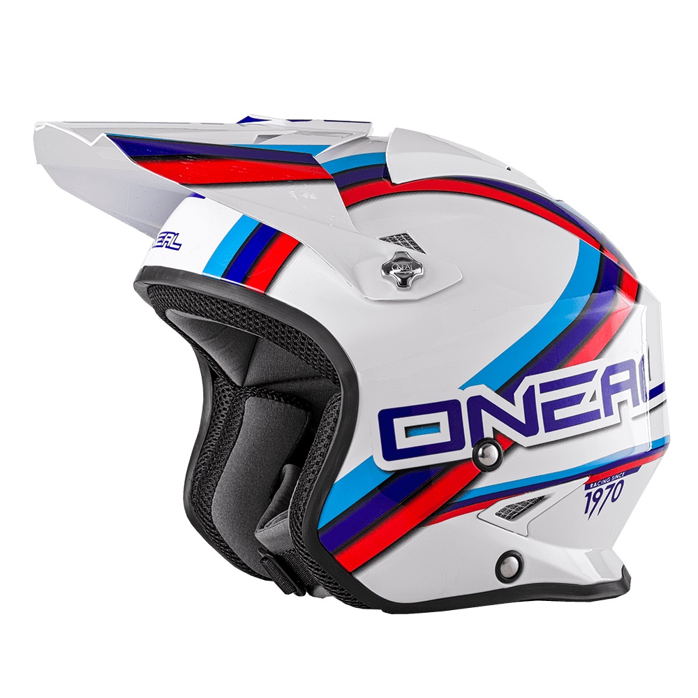 ONEAL Slat Trials Helmet Solid Black/Circuit White/Crimson Red