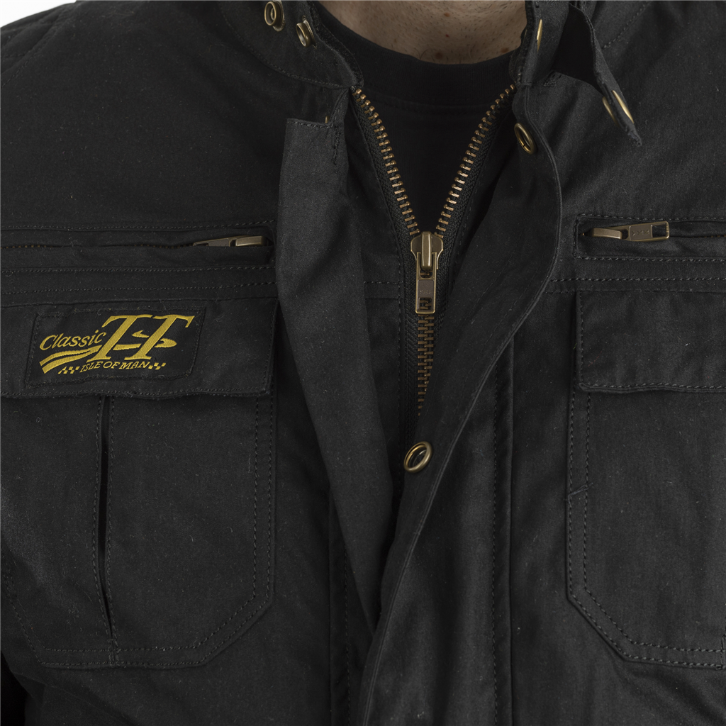 RST IOM Classic TT Wax Short III CE Men's Textile Jacket - Black