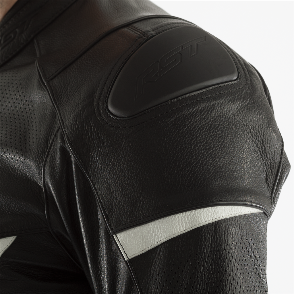 RST GT CE Men's Leather Jacket - Black/White