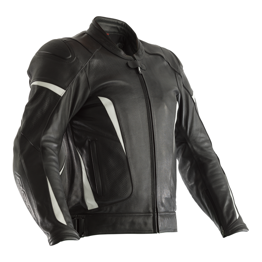 RST GT CE Men's Leather Jacket - Black/White