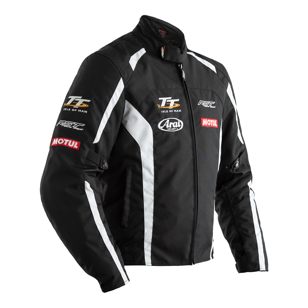 RST IOM TT Team CE Men's Textile Jacket - Black/White