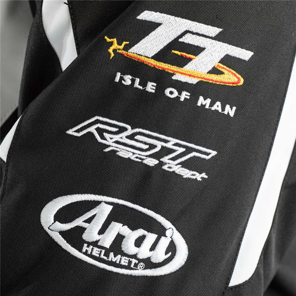 RST IOM TT Team CE Men's Textile Jacket - Black/White