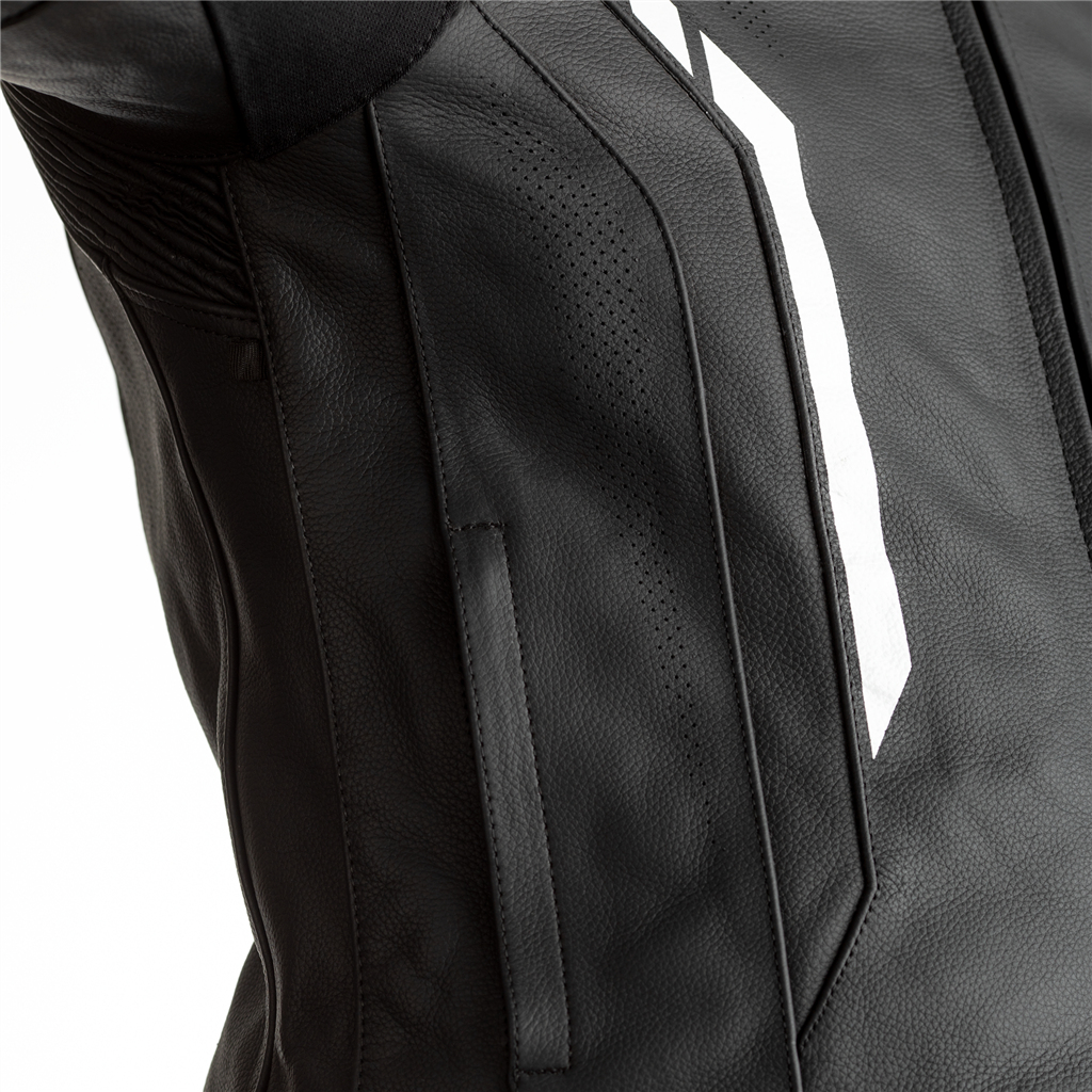 RST Axis Leather Motorcycle Jacket CE (Black/Black/White)