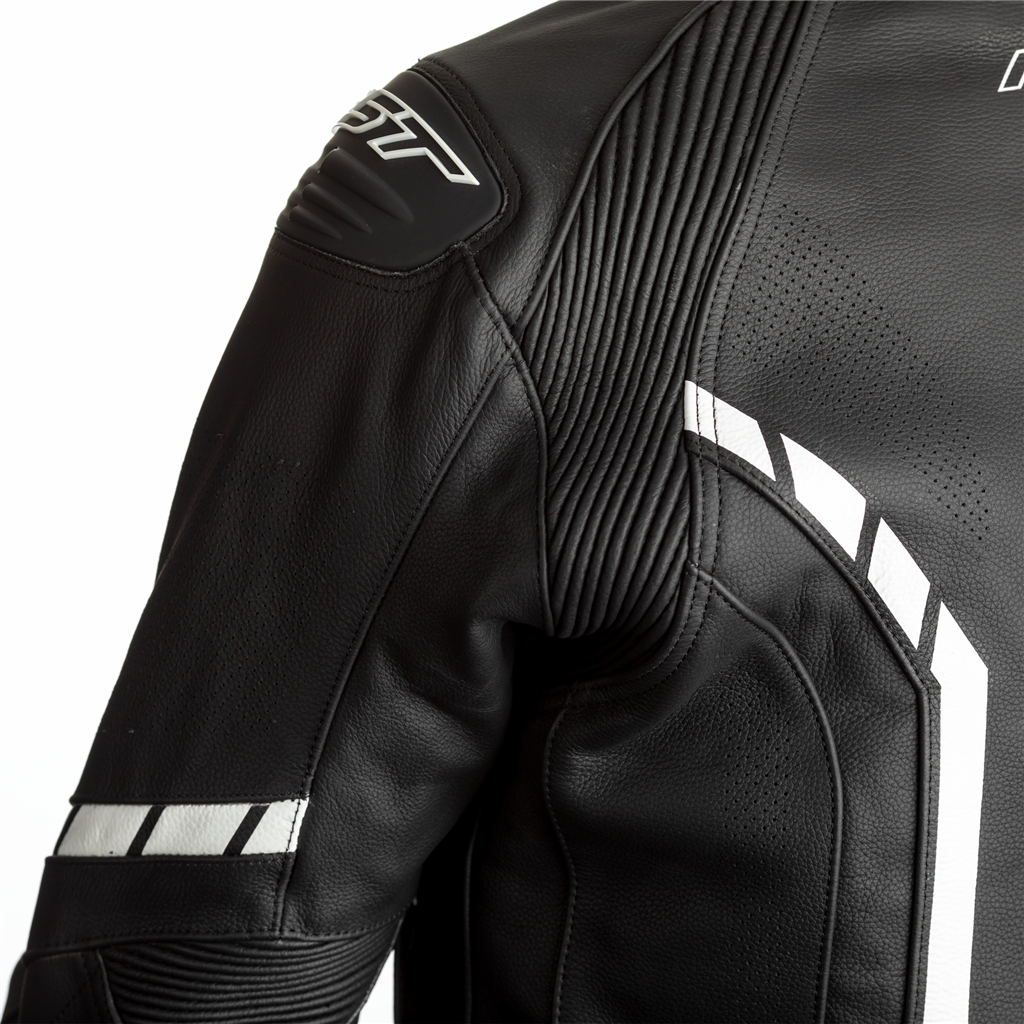 RST Axis Leather Motorcycle Jacket CE (Black/Black/White)