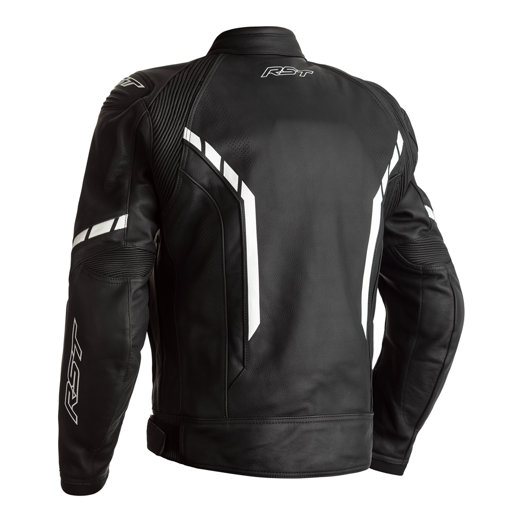 RST Axis Leather Motorcycle Jacket CE (Black/Black/White)