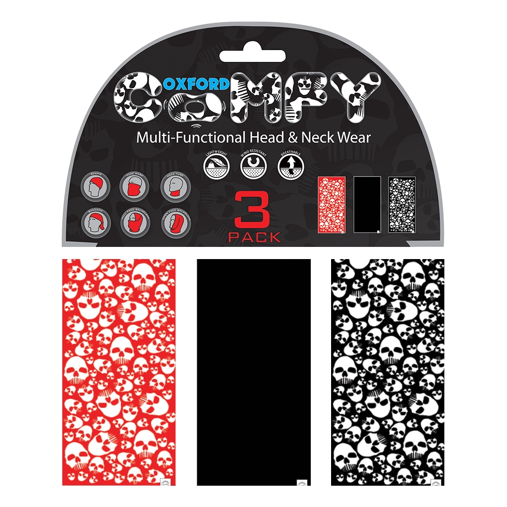 Oxford Products Comfy 3 Pack Blue/Black/Grey Skulls