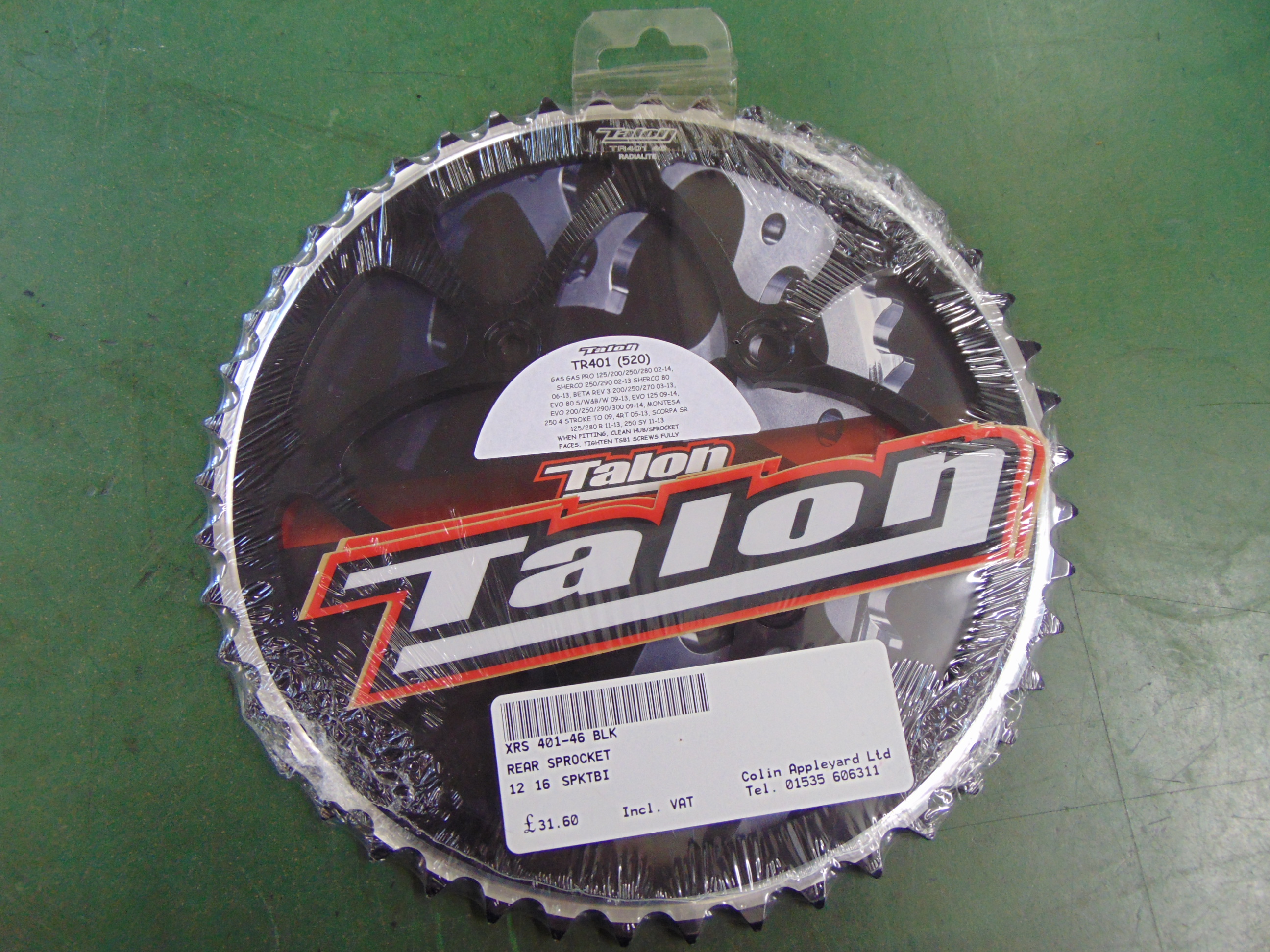 Talon/Apico Rear Sprocket Black Trials 401-46T