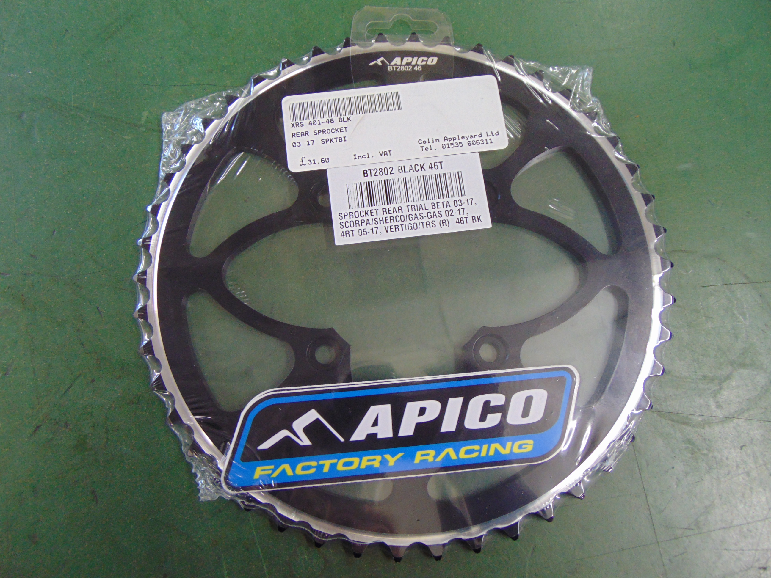 Talon/Apico Rear Sprocket Black Trials 401-46T