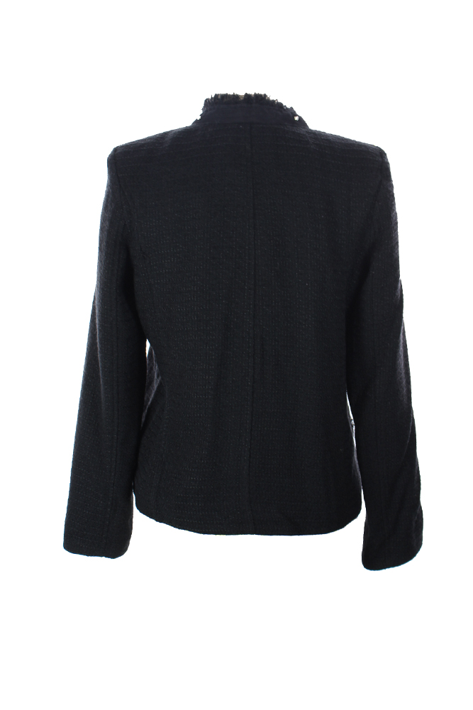 Aqua New Black Textured Stud-Trim Open Front Jacket L $189 | eBay
