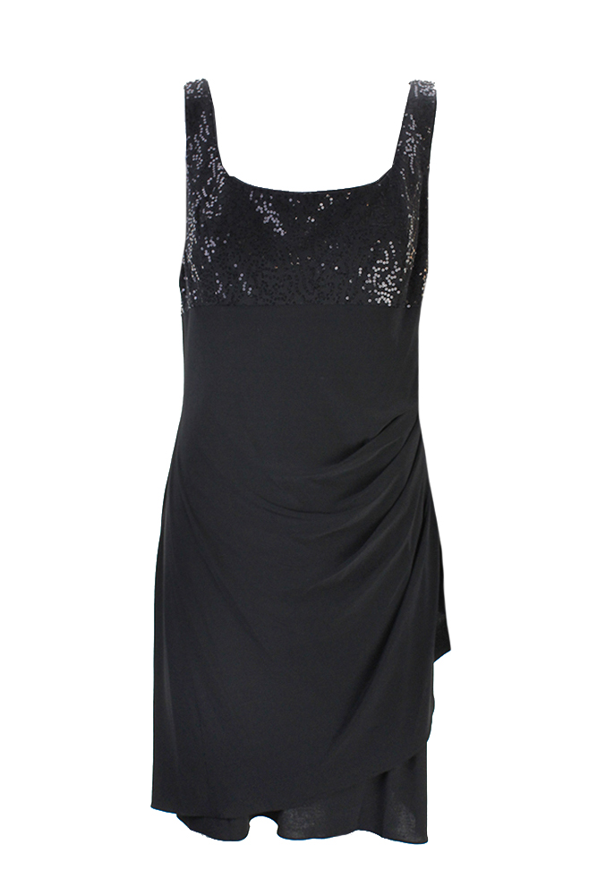 Atelier Danielle Black Sleeveless Sequin Panel Cocktail Sheath