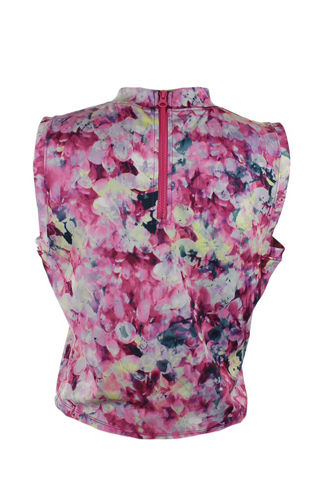 Kiind Of New Pink Sleeveless Floral Mock Turtleneck Crop Top M $59 | eBay