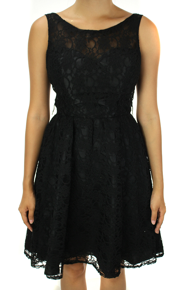 Marina New Black Sleeveless Illusion Lace Dress 4 $149