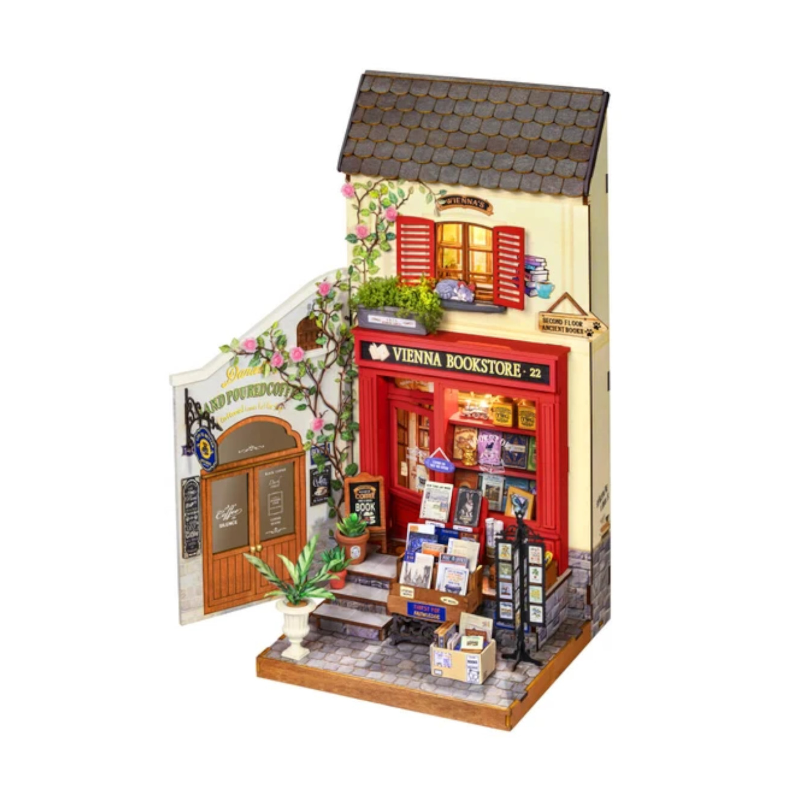 Rolife Vienna Bookstore DIY Miniature House Model Kit DG183