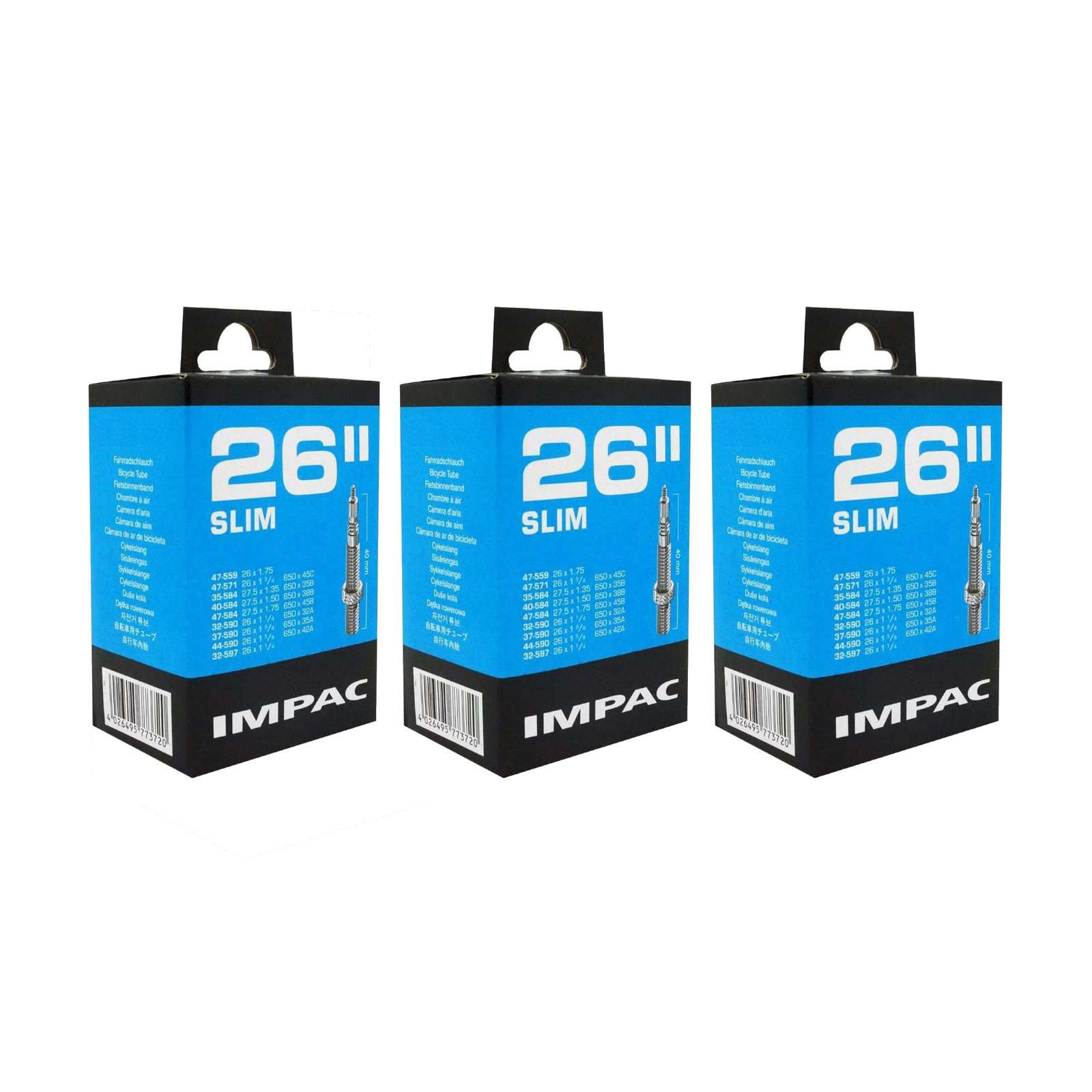 Impac SV26 Slim 26 x 1.25-1.75 26 Inch Presta Valve Bike Inner Tube