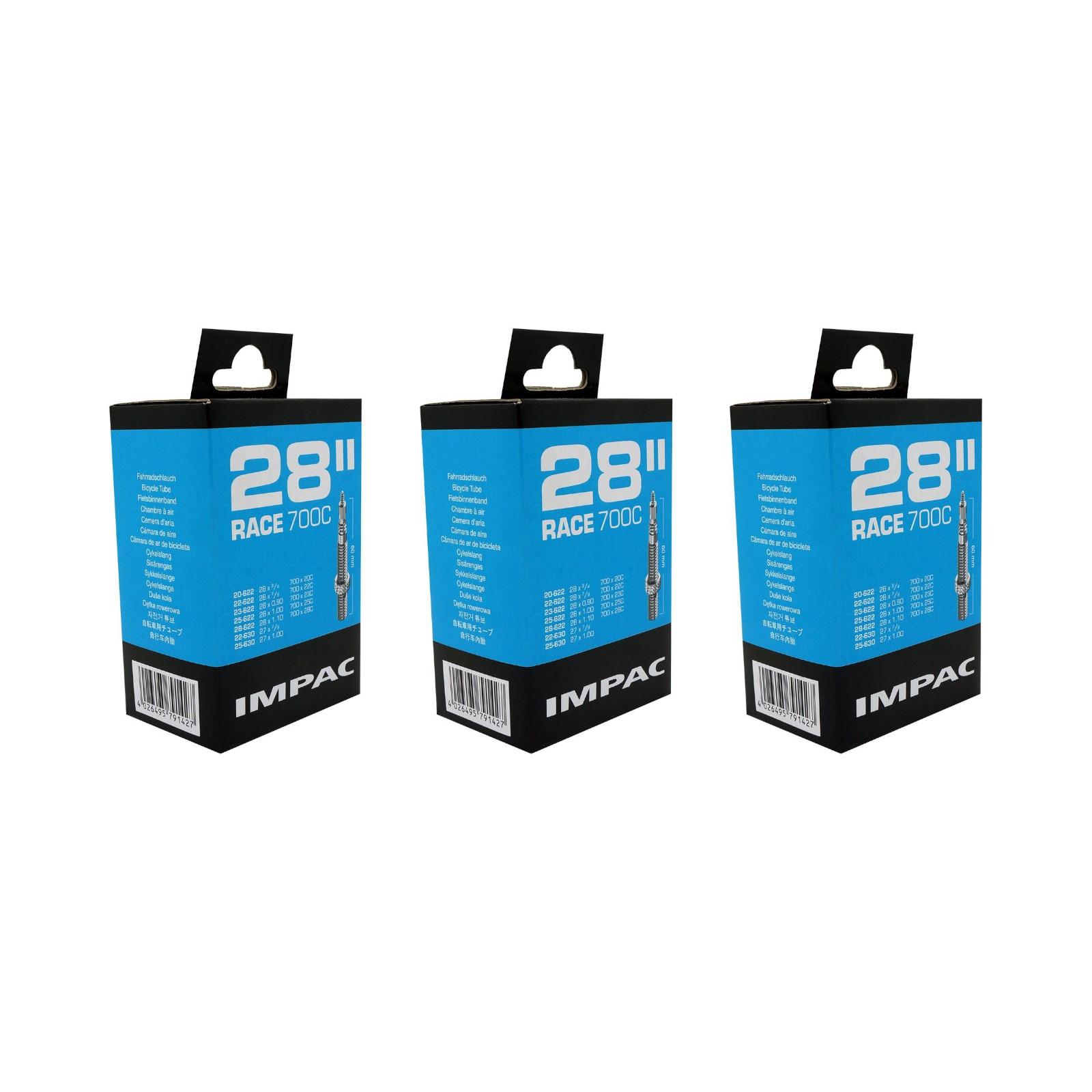 Impac SV28 Race 700x20/28 60mm Valve (427/213) 700c Presta Valve Bike Inner Tube