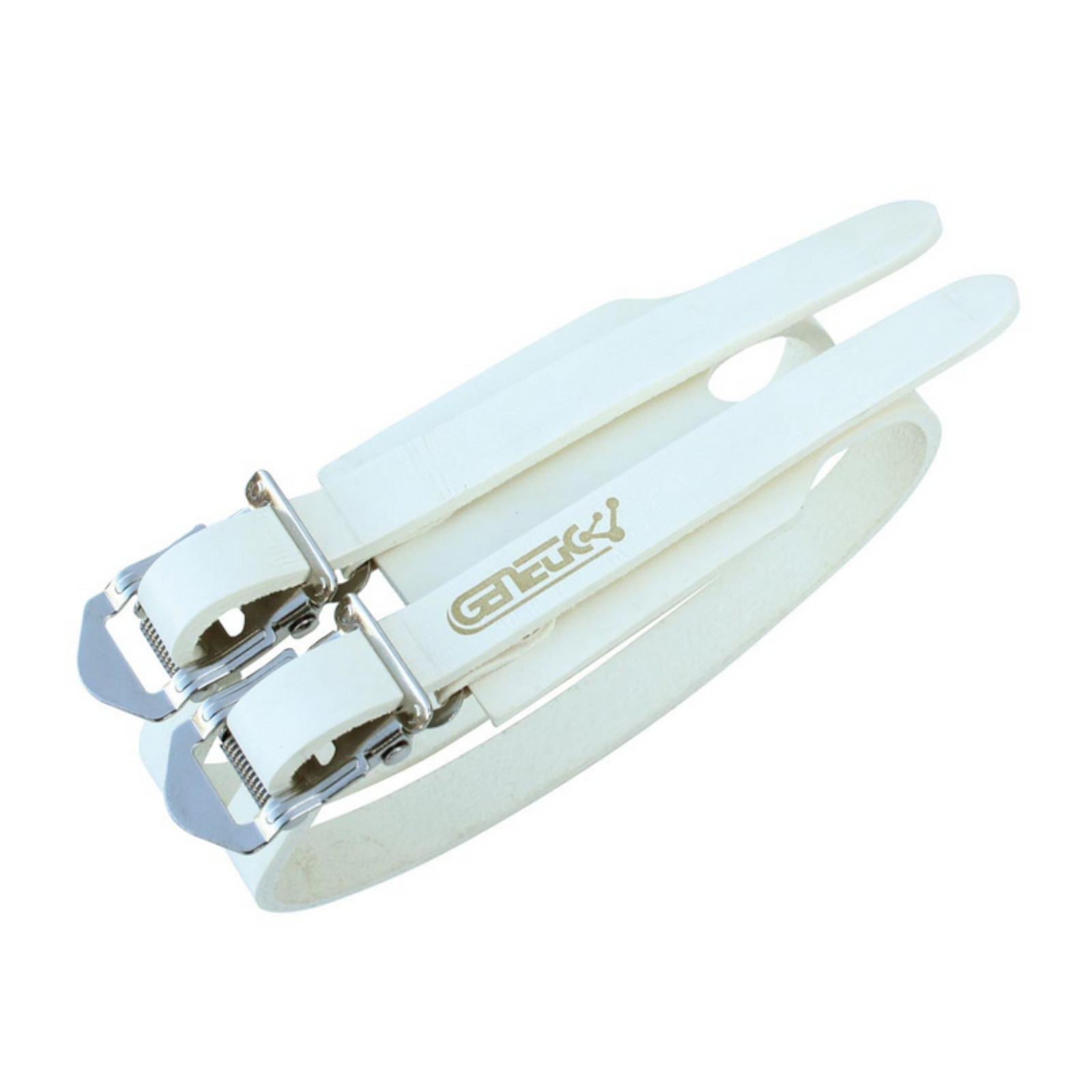 Genetic Twin Bike Pedal Leather Toe Straps Pair Brown White
