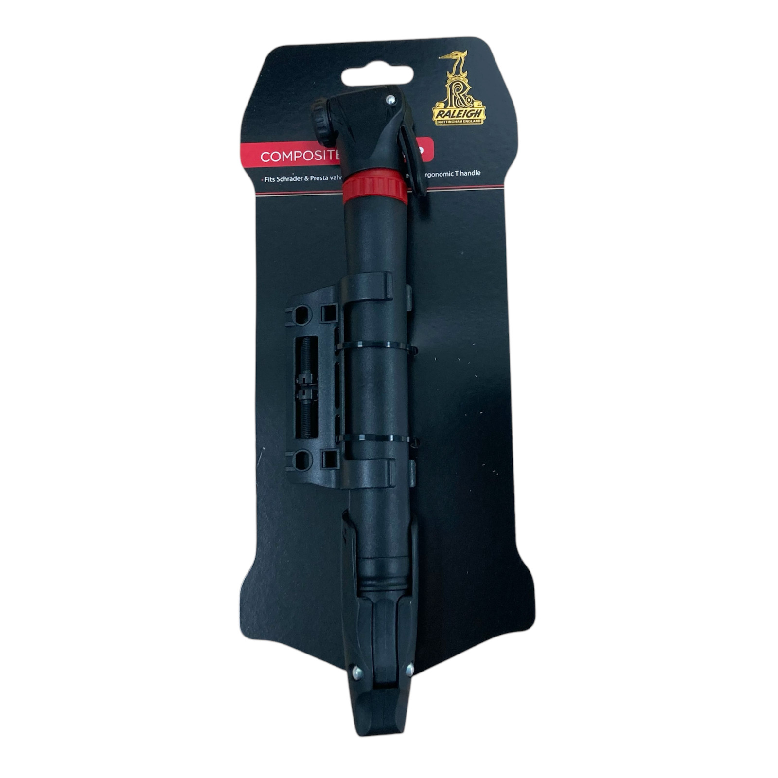Mini bomba de bicicleta Schrader Presta con cabezal giratorio Raleigh con montaje en cuadro - Imagen 3 de 11