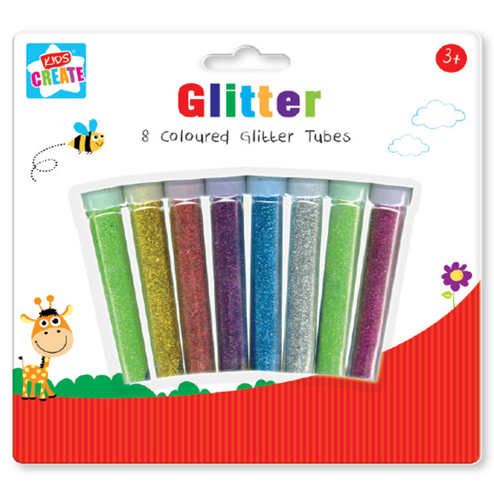 8 Assorted Colour Glitter Tubes Art /& Crafts Kids Card Making Scrapbook Sparkle