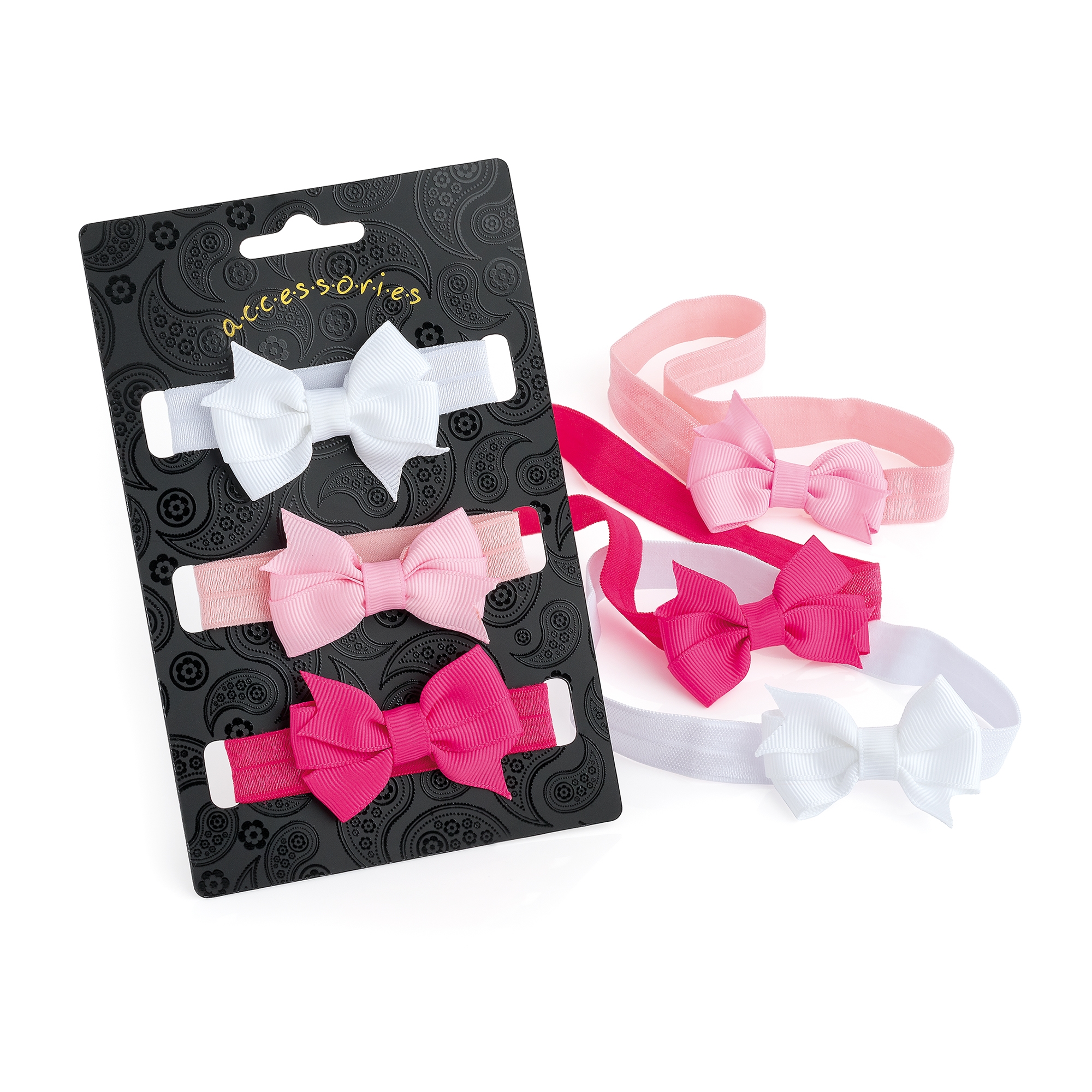 3 Piece Elasticated Baby Soft Stretch Headband Wrap With Bow Pastel Colour 5.5cm