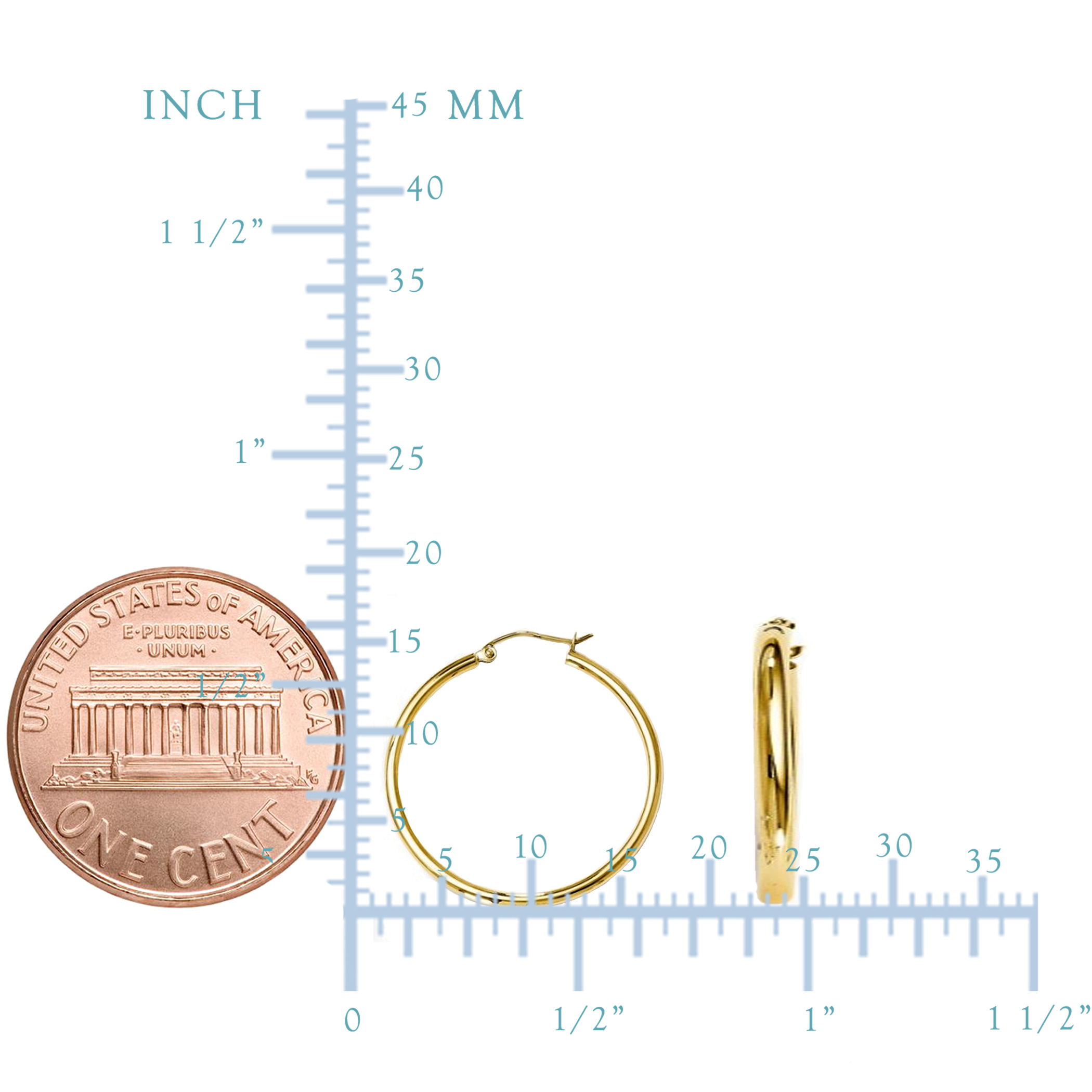 10Kt Yellow Gold 2MM Shiny Round Tube Hoop Earrings Tania, popularna WYPRZEDAŻ