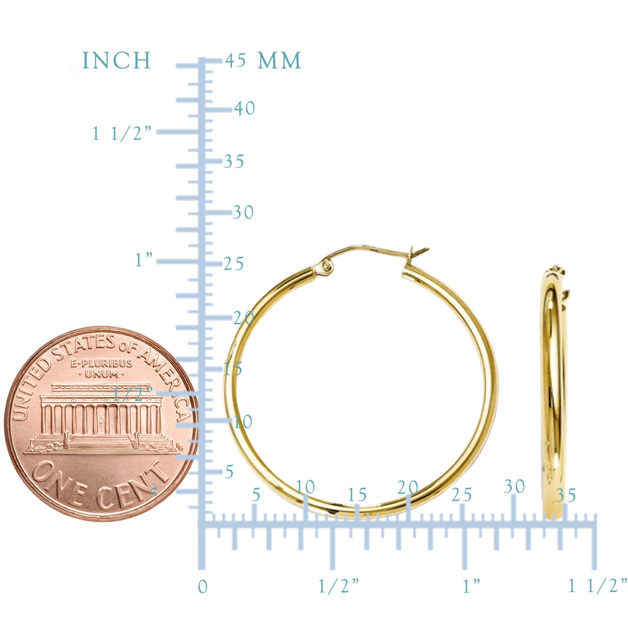 10Kt Yellow Gold 2MM Shiny Round Tube Hoop Earrings Tania, popularna WYPRZEDAŻ
