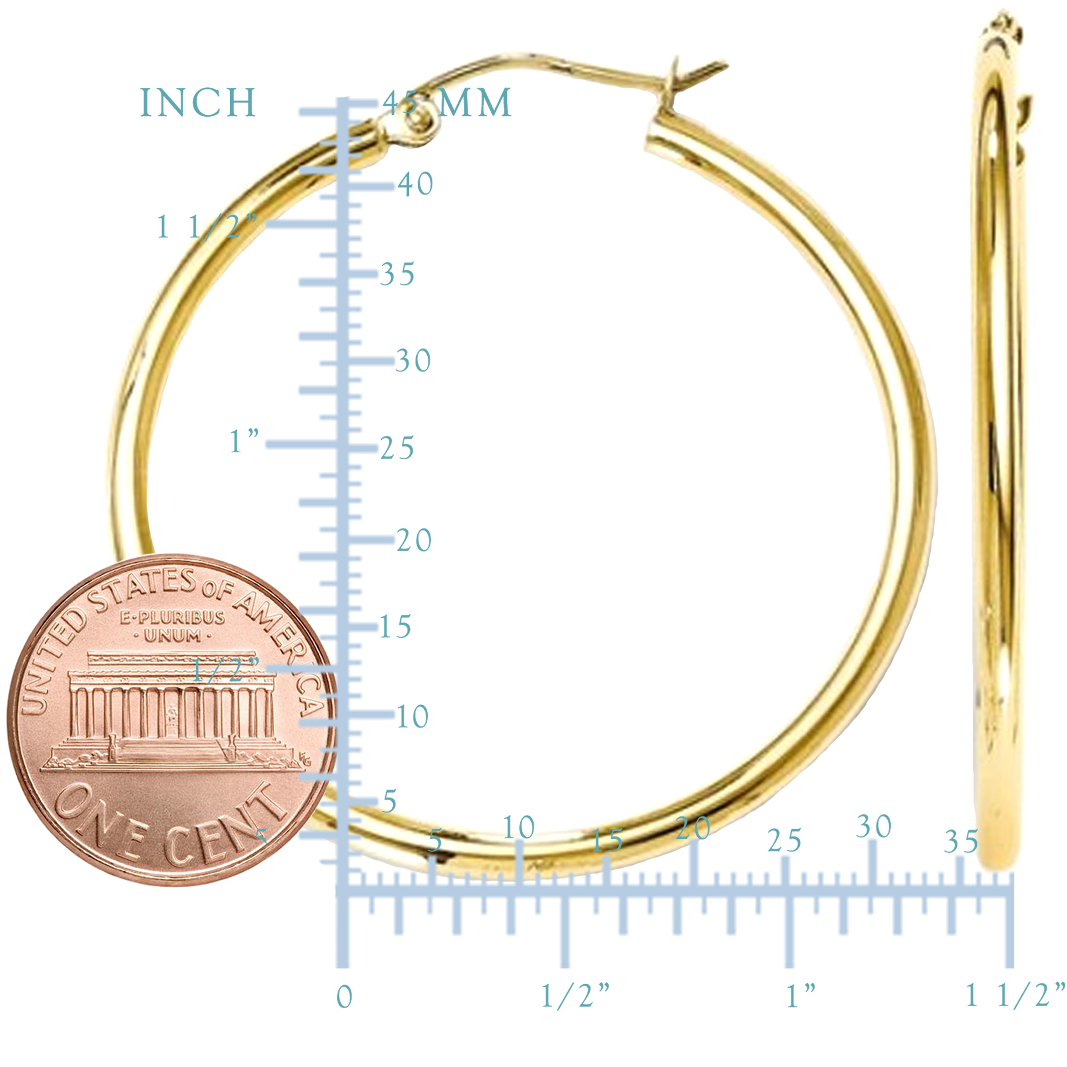 10Kt Yellow Gold 2MM Shiny Round Tube Hoop Earrings Tania, popularna WYPRZEDAŻ