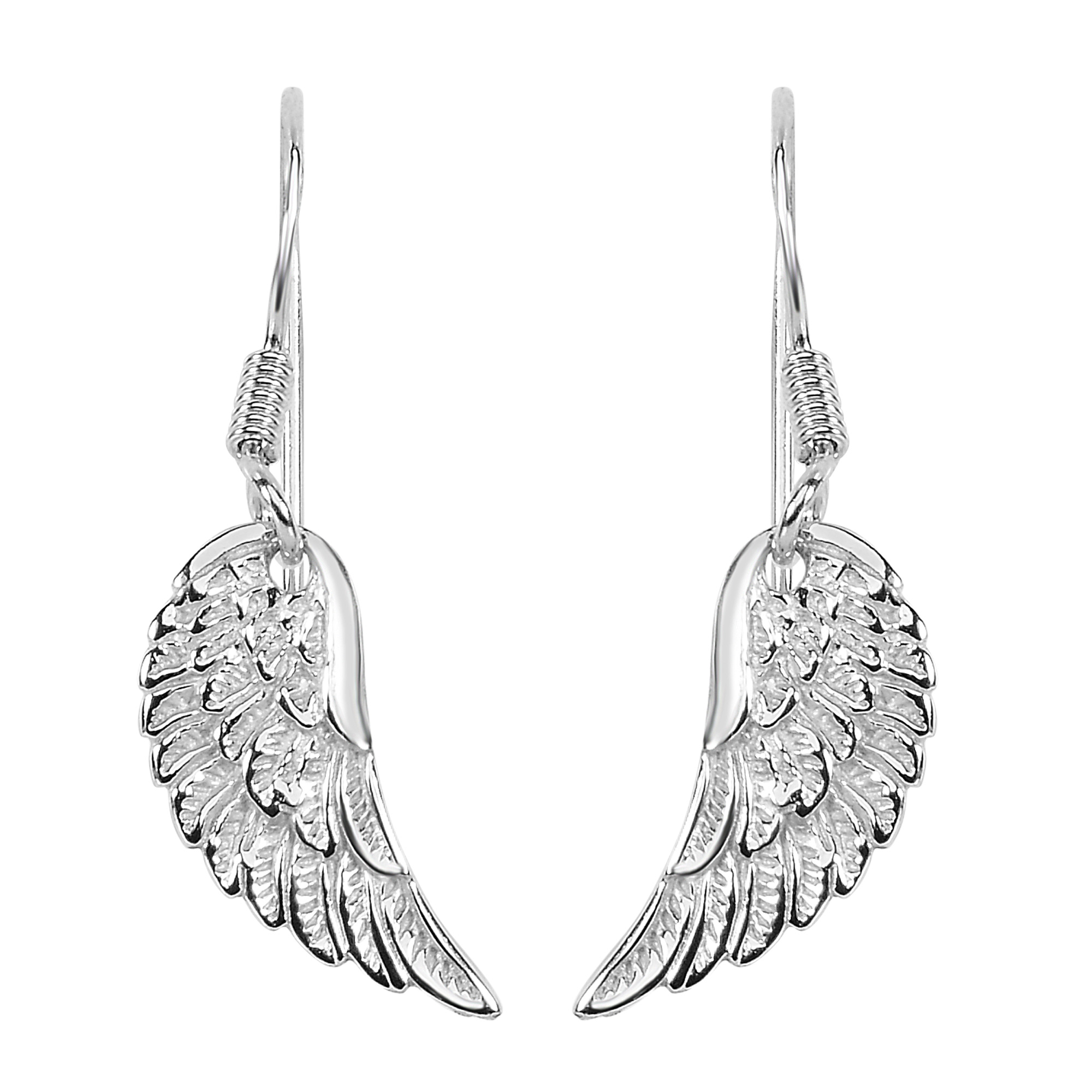 Sterling Silver Rhodium Angel Wing Dangle Earrings eBay