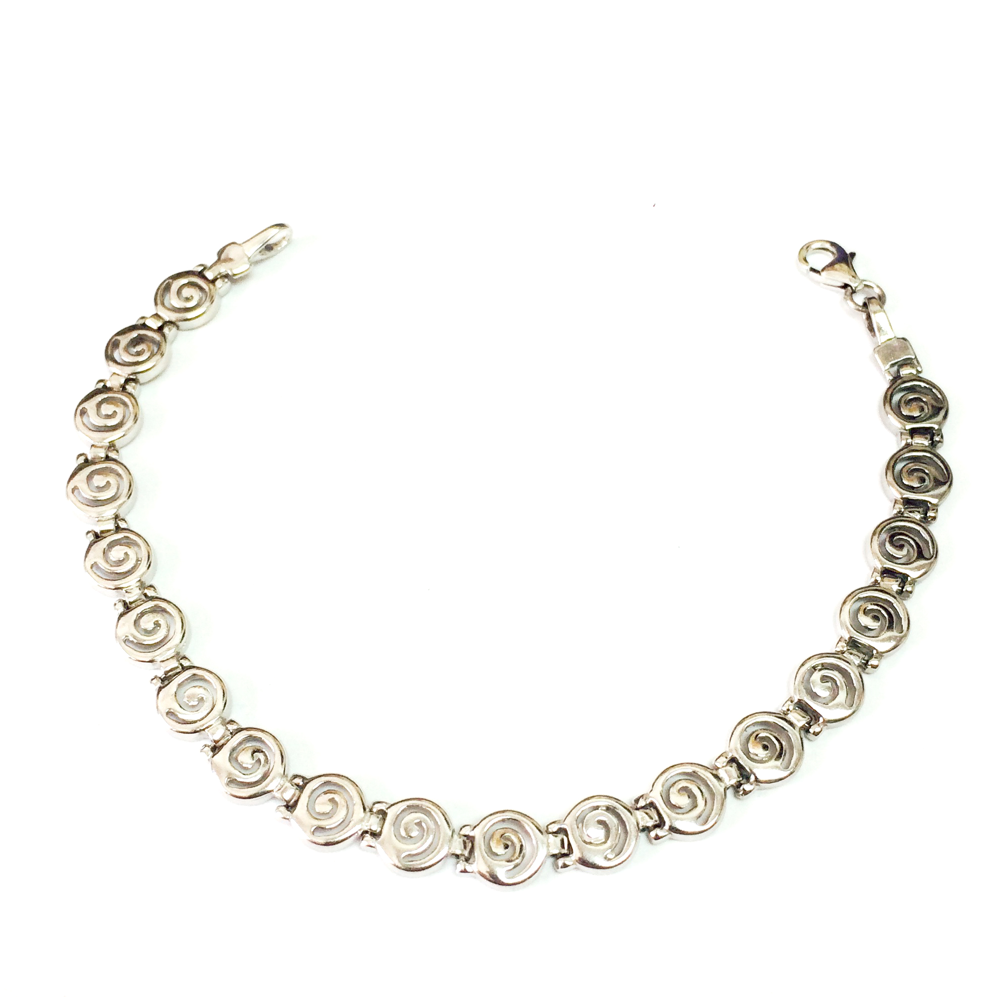 925 Sterling Silver Rhodium-plated Polished Rolo Link Bracelet 7.5