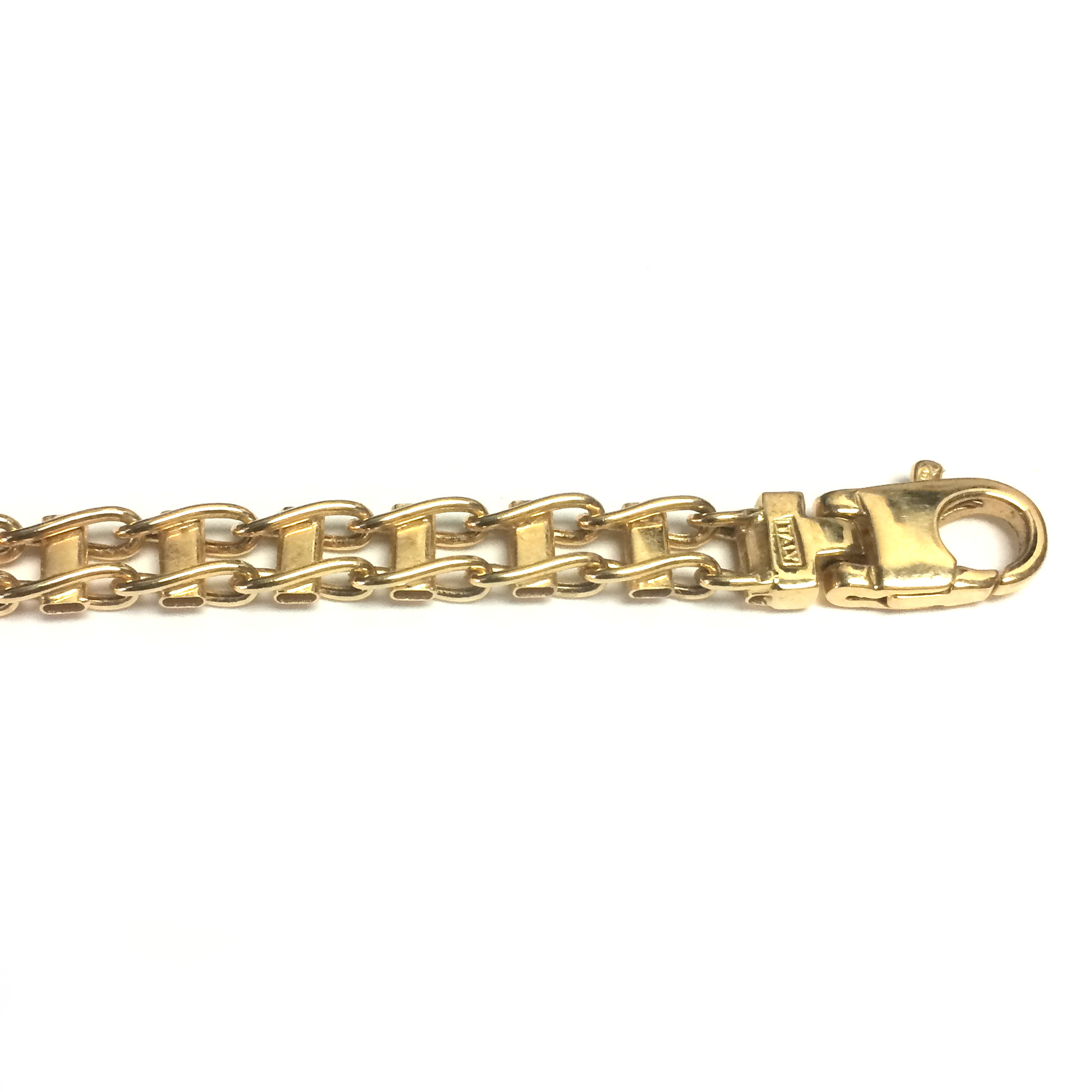 14k Yellow Gold Railroad Link Mens Bracelet, 8.5" eBay