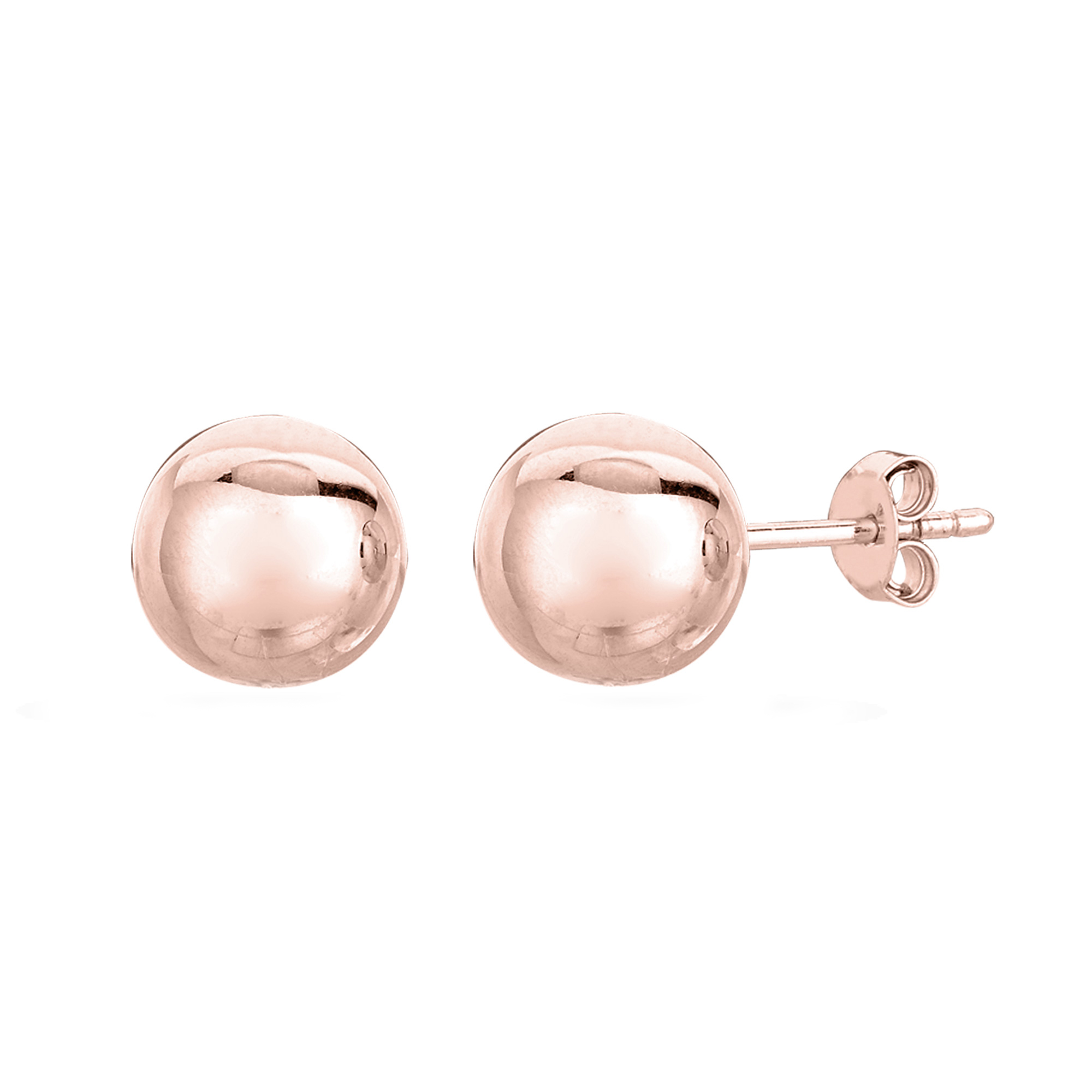PARIKHS White//Yellow//Rose Gold Ball Earrings High Polished 3MM 8MM with 14k Gold Pushbacks