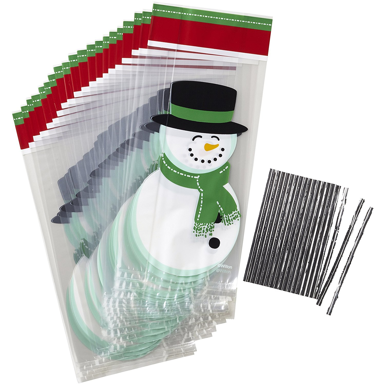 Wilton 20pc VARIOUS Christmas Clear Cellophane Sweet Treat Party Bags