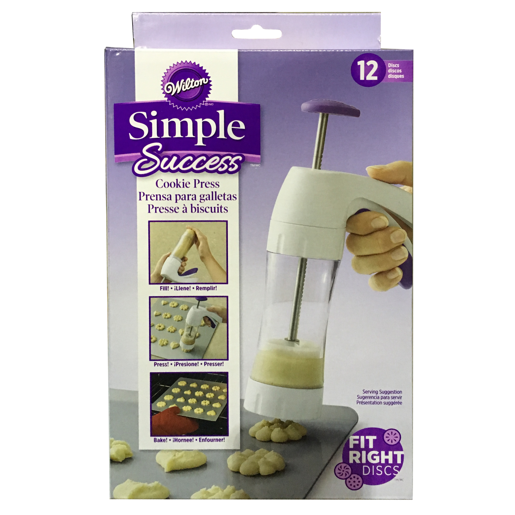 Wilton Simple Success Spritz Cookie Press Easy Biscuit Maker with 12