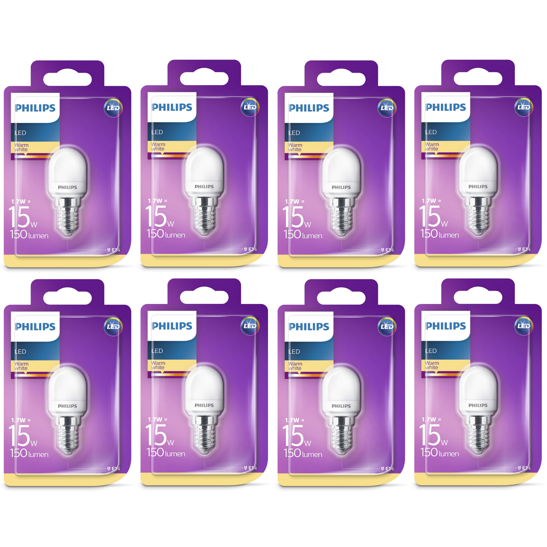 8 x Philips LED T25 Frosted E14 Edison 15W Appliance Fridge Light Bulbs