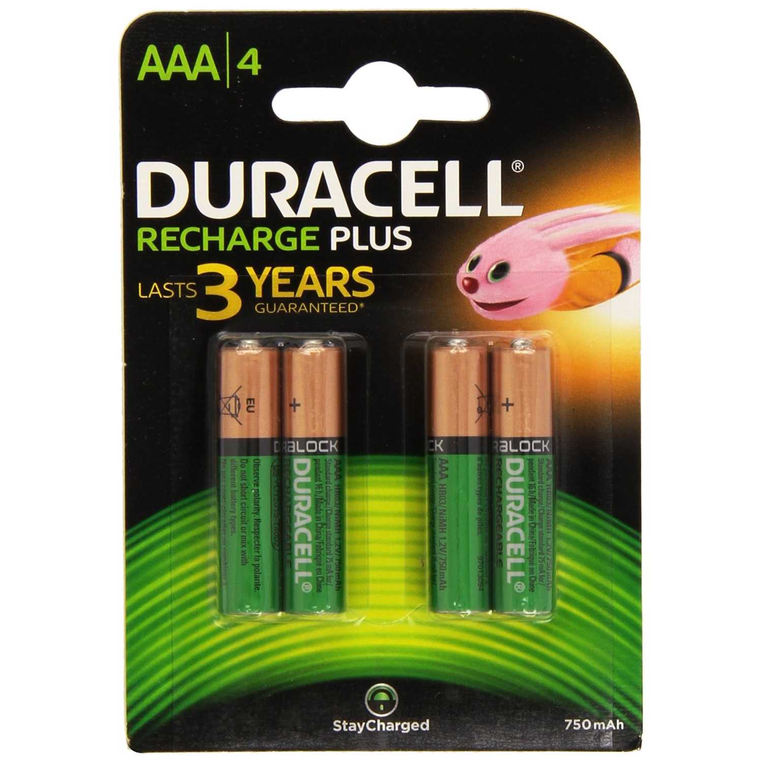 4x Duracell Plus AAA Triple A 750mAh Rechargeable Battery Batteries