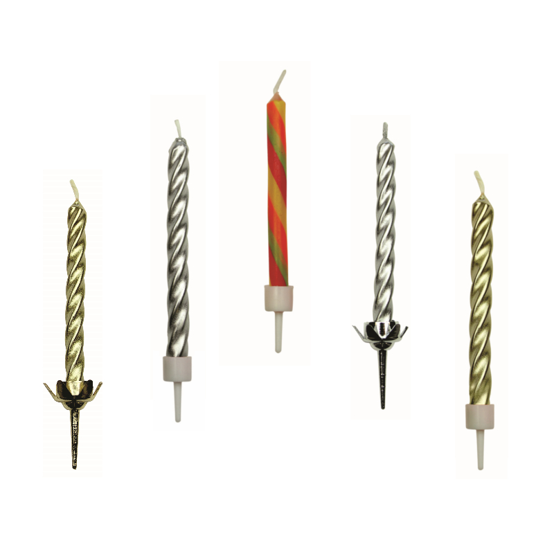 PME 10 Set GOLD TWIST Candles With Holders Birthday Party Cake Decorating