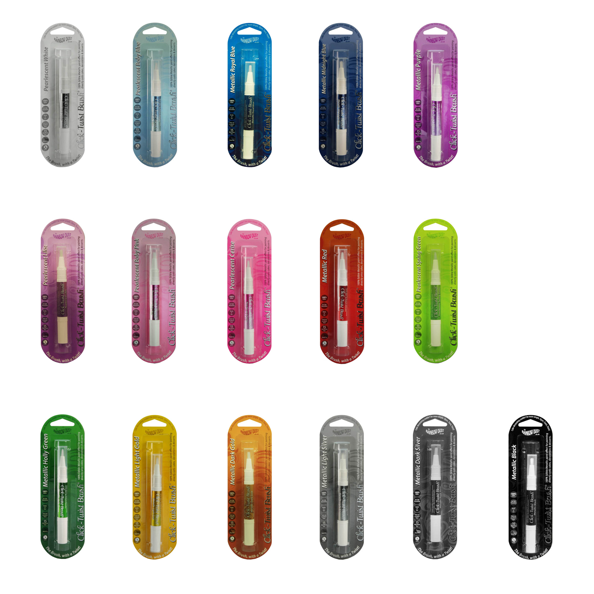 Rainbow Dust ClickTwist Metallic Edible Cake Icing Food Colour Pen