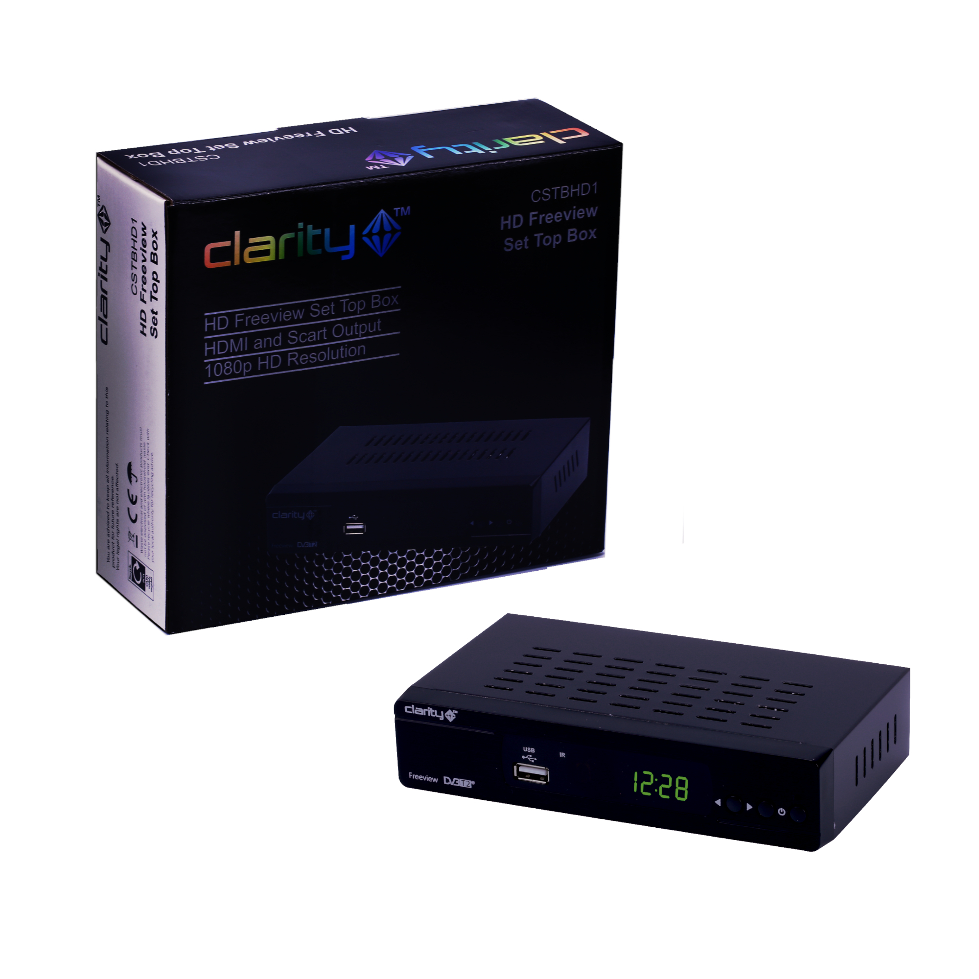 Clarity Freeview Set Top Box Digibox with Full HD Channels, HDMI, USB