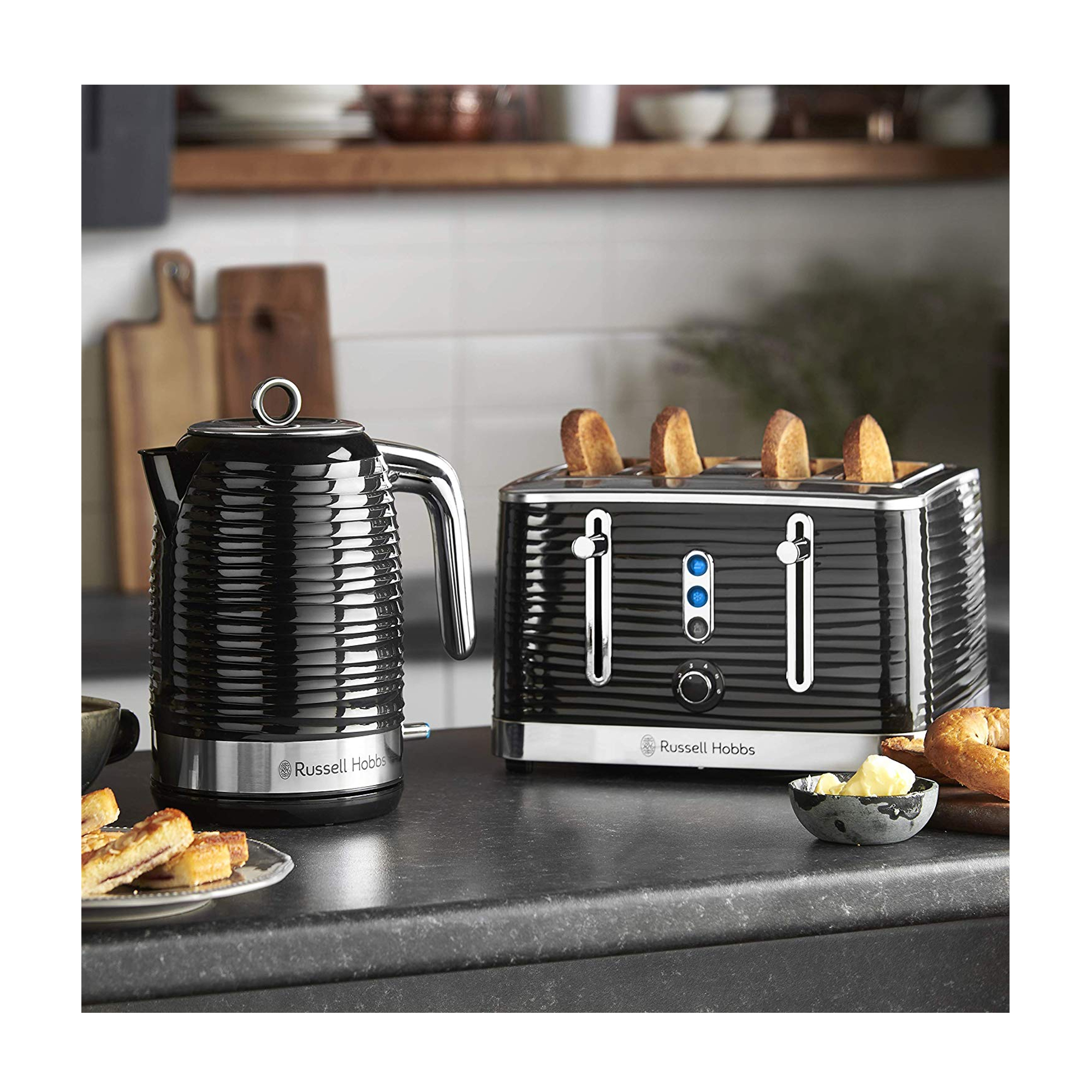 Russell Hobbs 24382 Inspire High Gloss Plastic 4 Slice Toaster Black