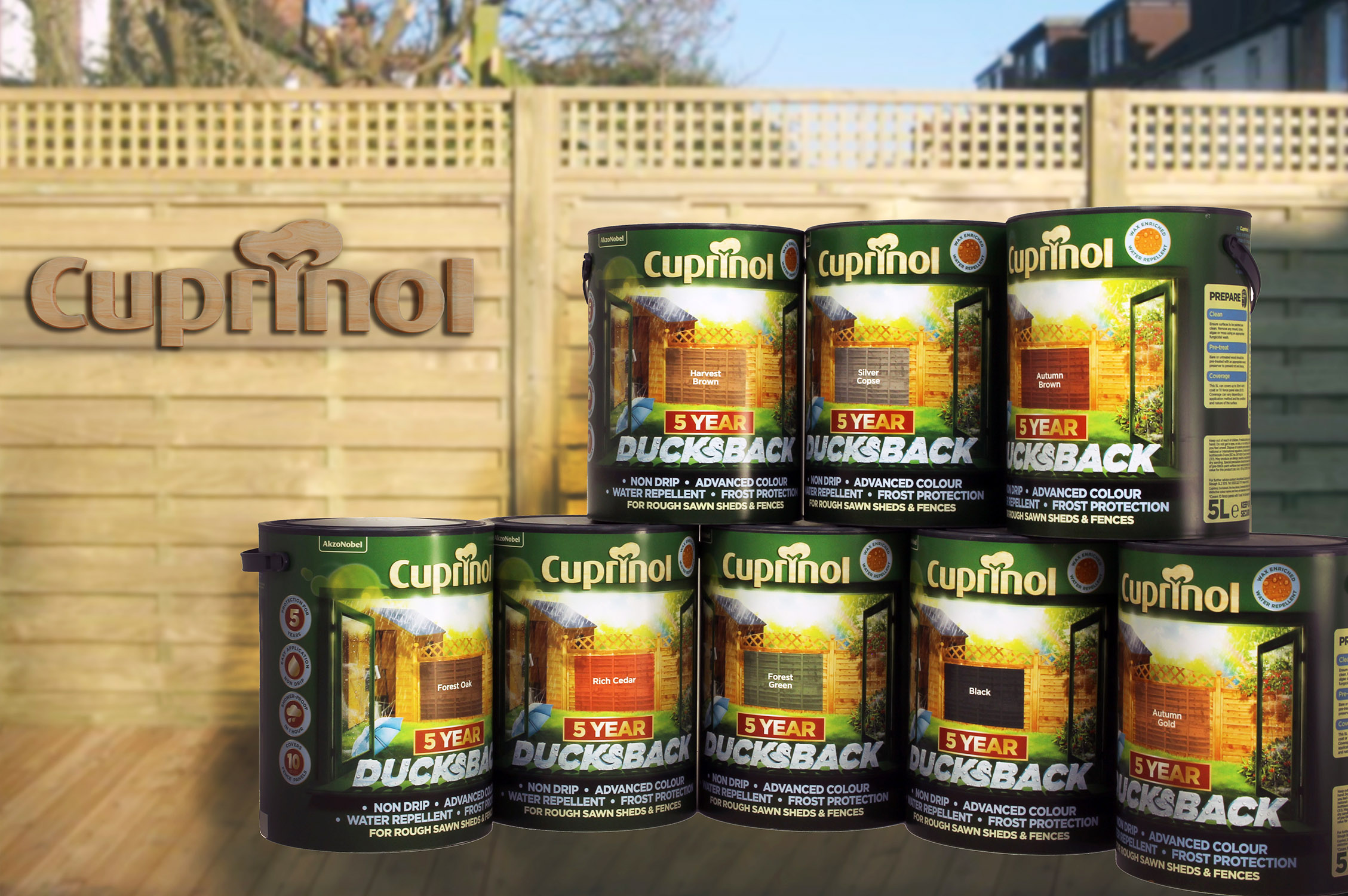 Cuprinol Ducksback Garden Shed & Fence Paint Quick Dry Paints Wood Stain 5 Litre