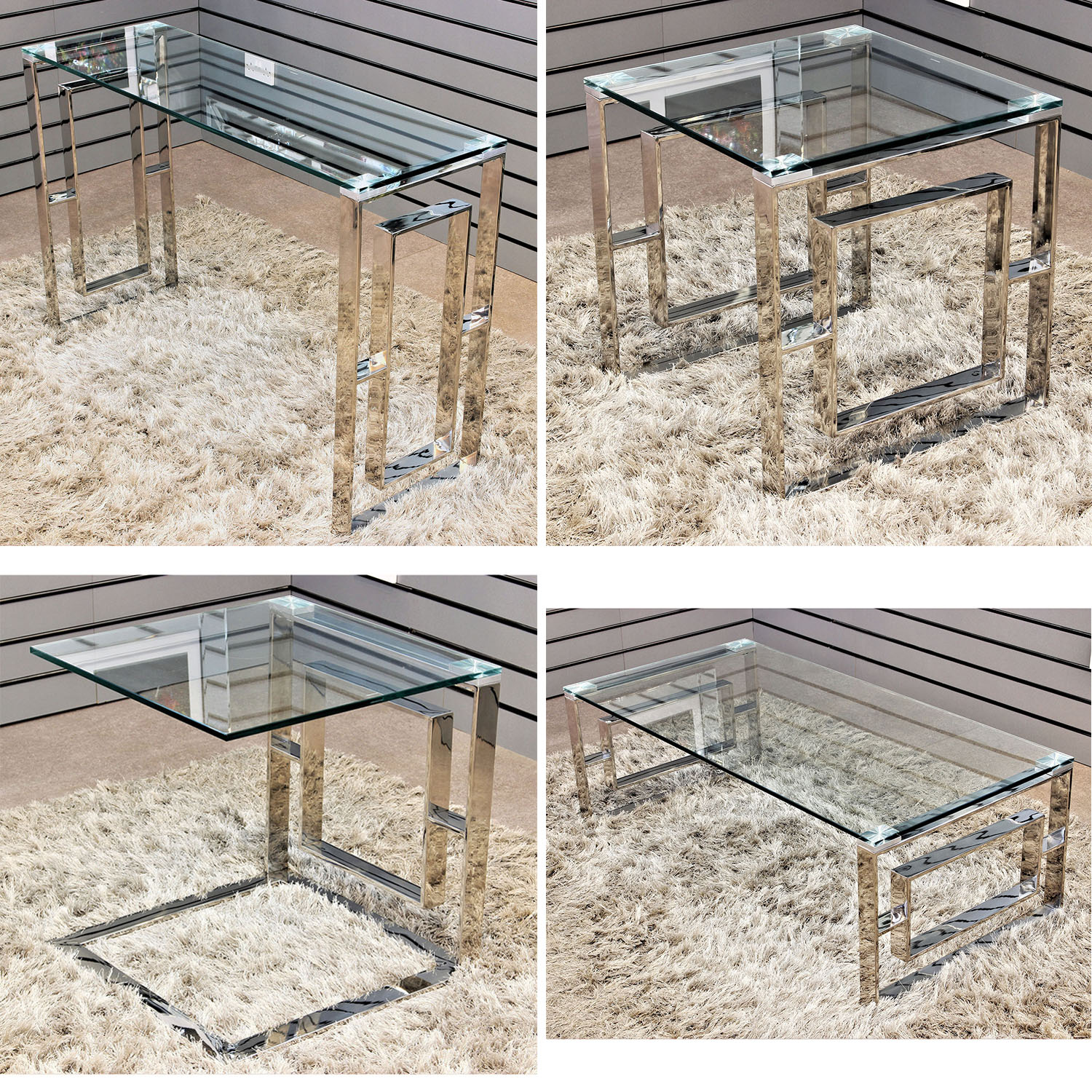 60cm Tall Silver Crushed Diamond Side Table Modern Glass Stand Bed Side .