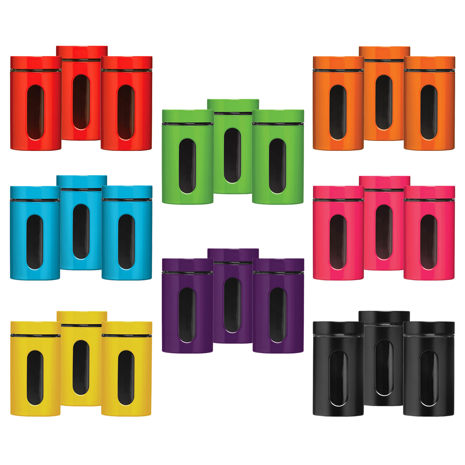 Set of 3 Tea Coffee Sugar Storage Canisters Jars Kitchen Container Tin Jar Pots