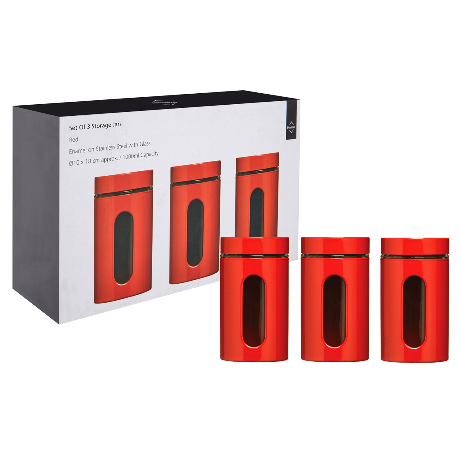 Set of 3 Tea Coffee Sugar Storage Canisters Jars Kitchen Container Tin Jar Pots