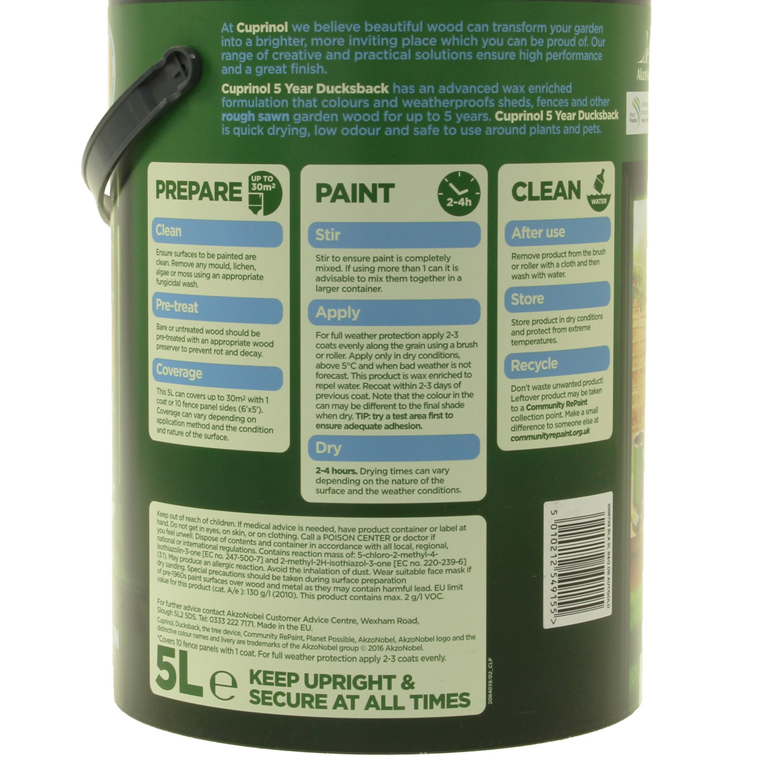 Cuprinol Ducksback Garden Shed & Fence Paint Quick Dry Paints Wood Stain 5 Litre