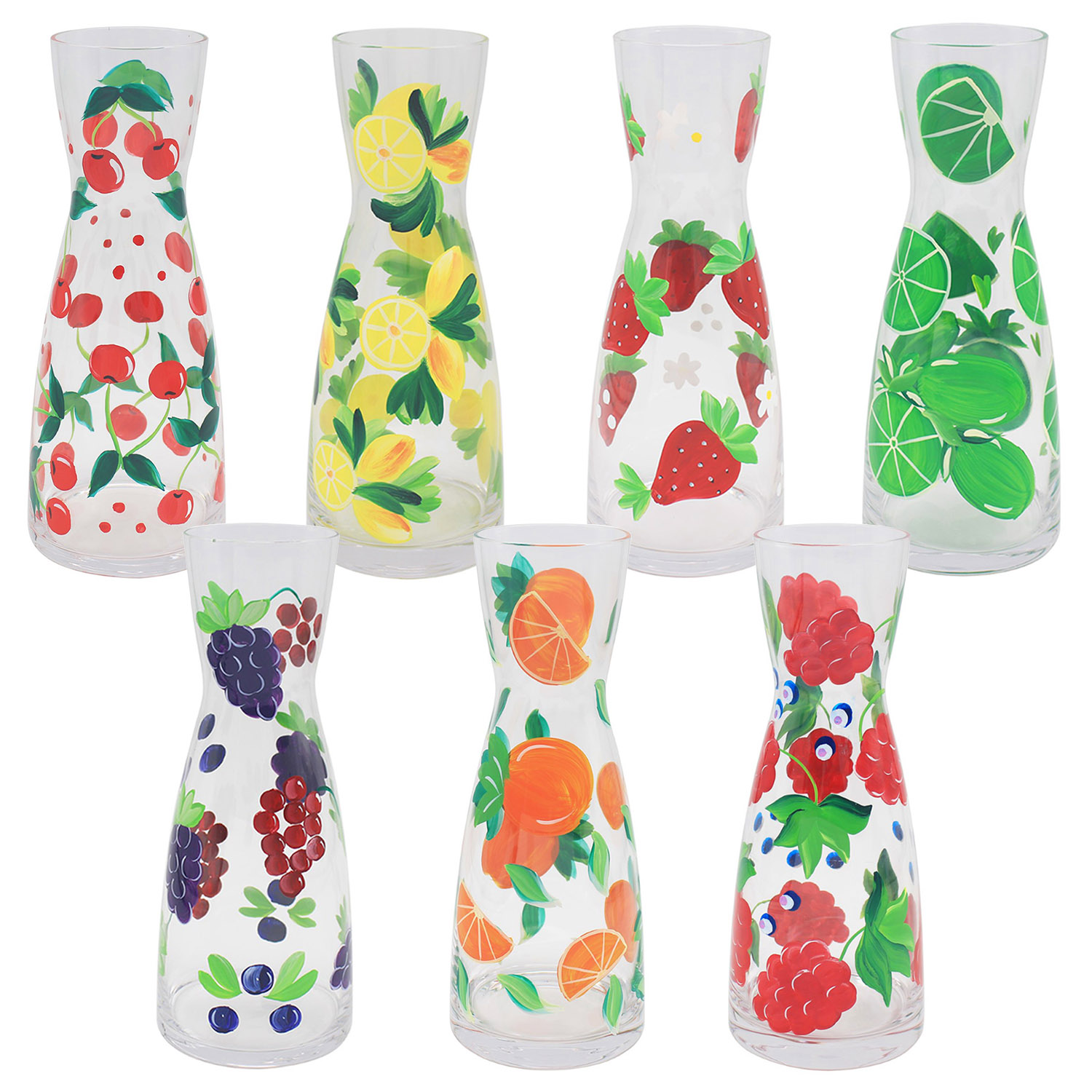 Hand Painted Glass Jug Carafe Water Juice Pitcher Cocktail Drinks Serving Jug 1L