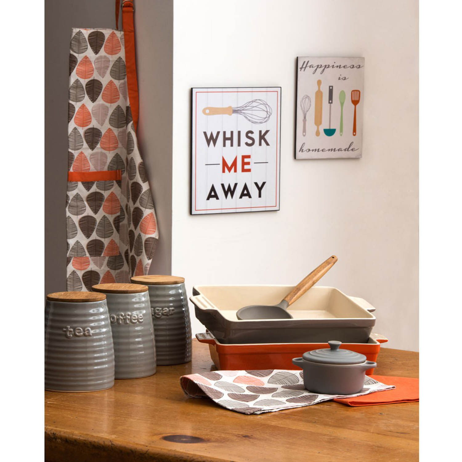 Kitchen Accessories Orange Leaf Oven Gloves Mitts Dinner Table Mats Coasters Set