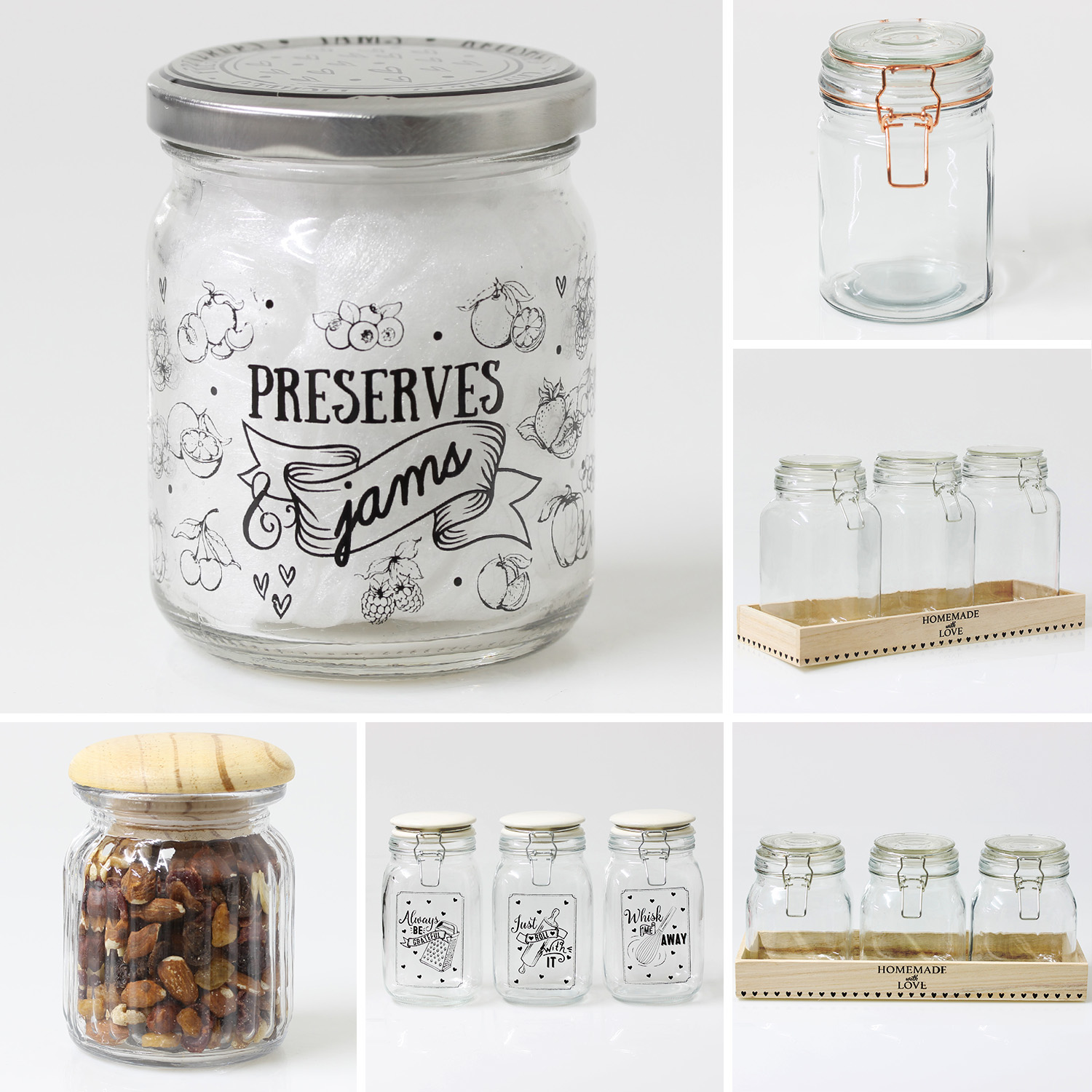 Sifcon Pickle Jam Preserve Jar Airtight Lid Glass Storage Jars Food Containers