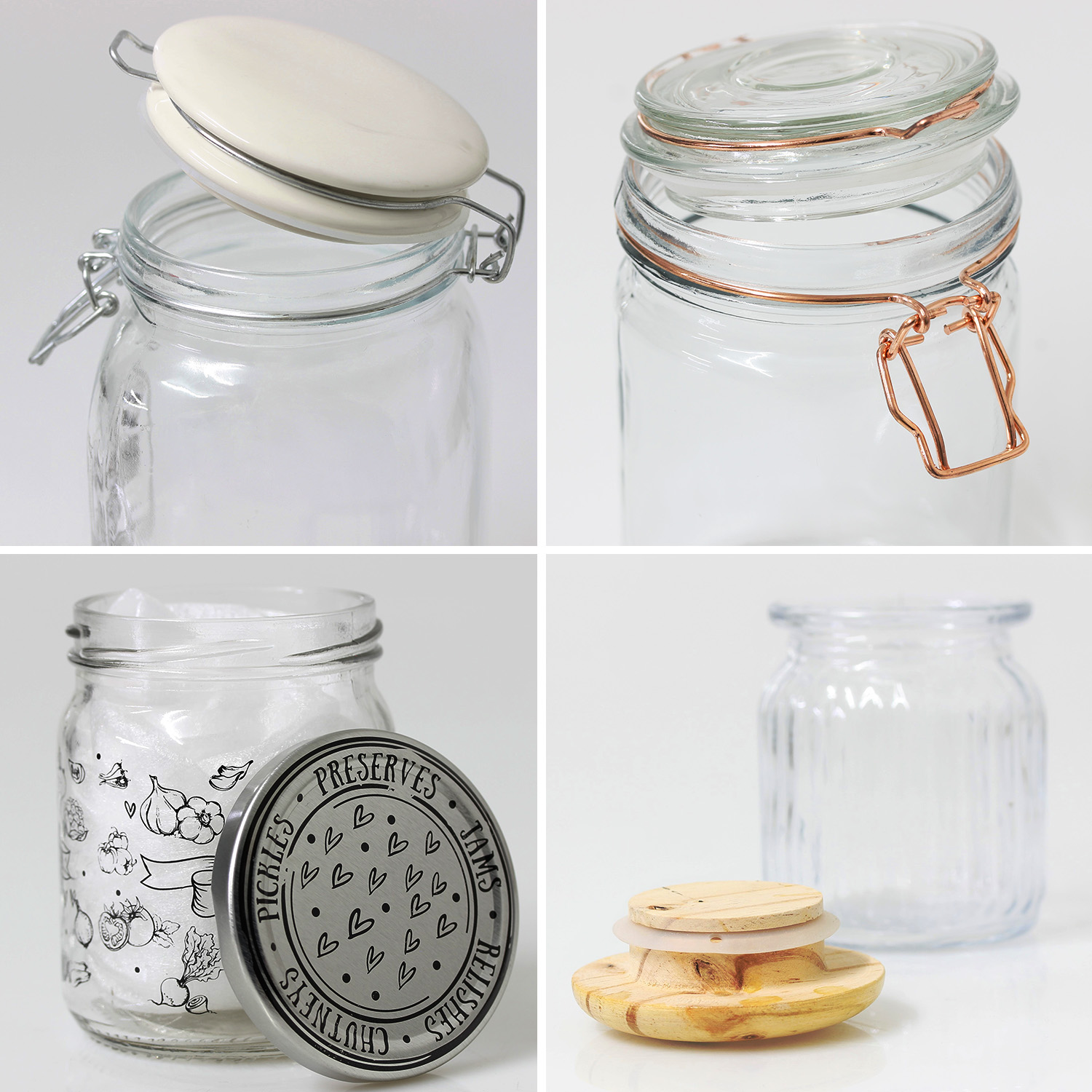 Sifcon Pickle Jam Preserve Jar Airtight Lid Glass Storage Jars Food Containers