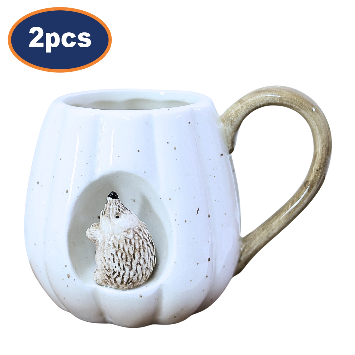 Keramik Teekanne Becher Salz & Pfeffer 3D Igel weiß Kürbis Design Country Living - Bild 3 von 15